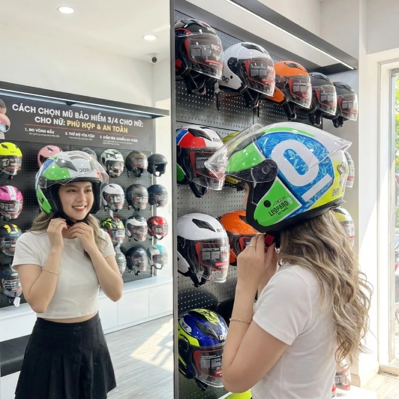 Cách chọn mũ bảo hiểm 3/4 cho nữ phù hợp và an toàn