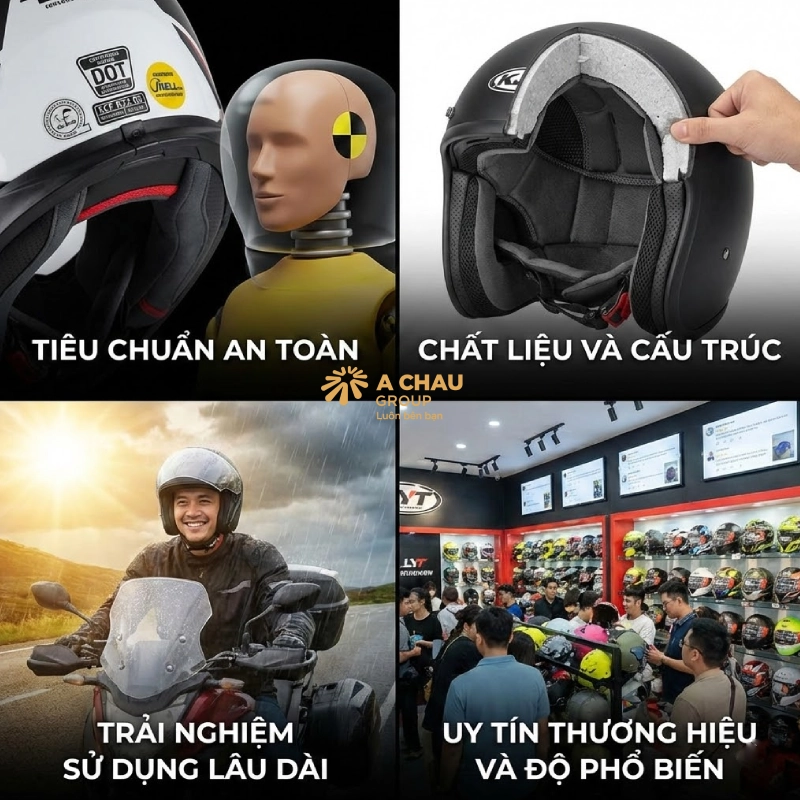 Tiêu chí đánh giá các thương hiệu mũ bảo hiểm uy tín chất lượng