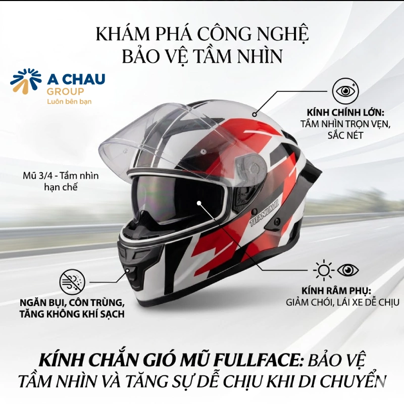 Cấu tạo mũ bảo hiểm fullface có hệ thống kính đa năng