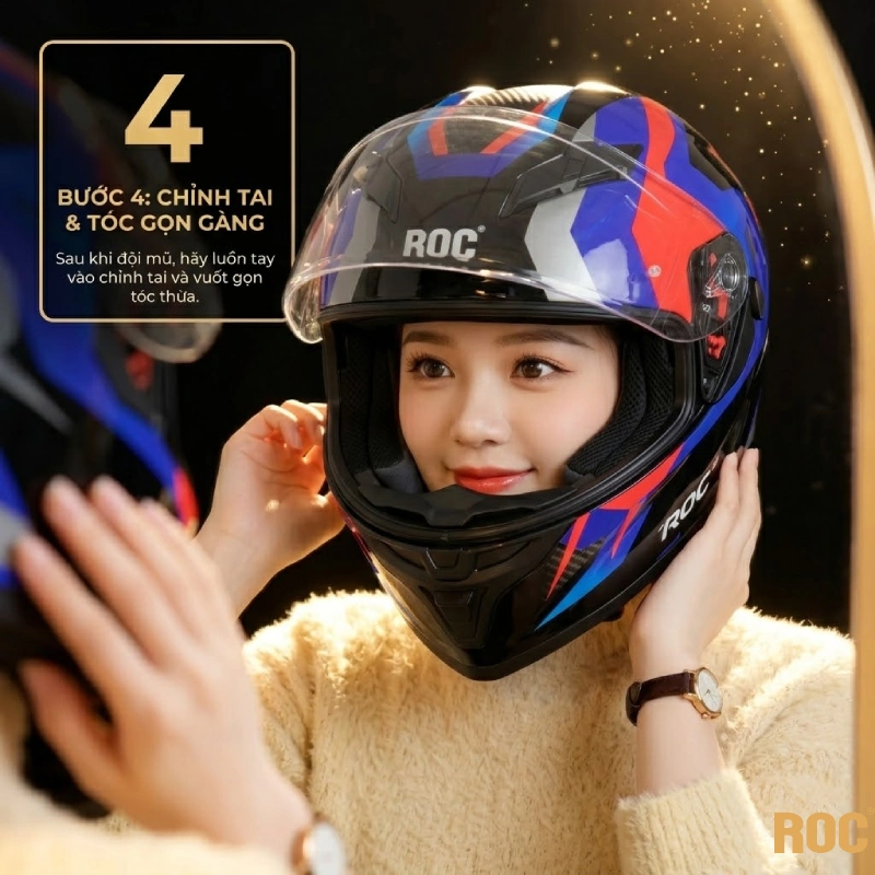 Bước 4: Chỉnh tai và tóc gọn gàng