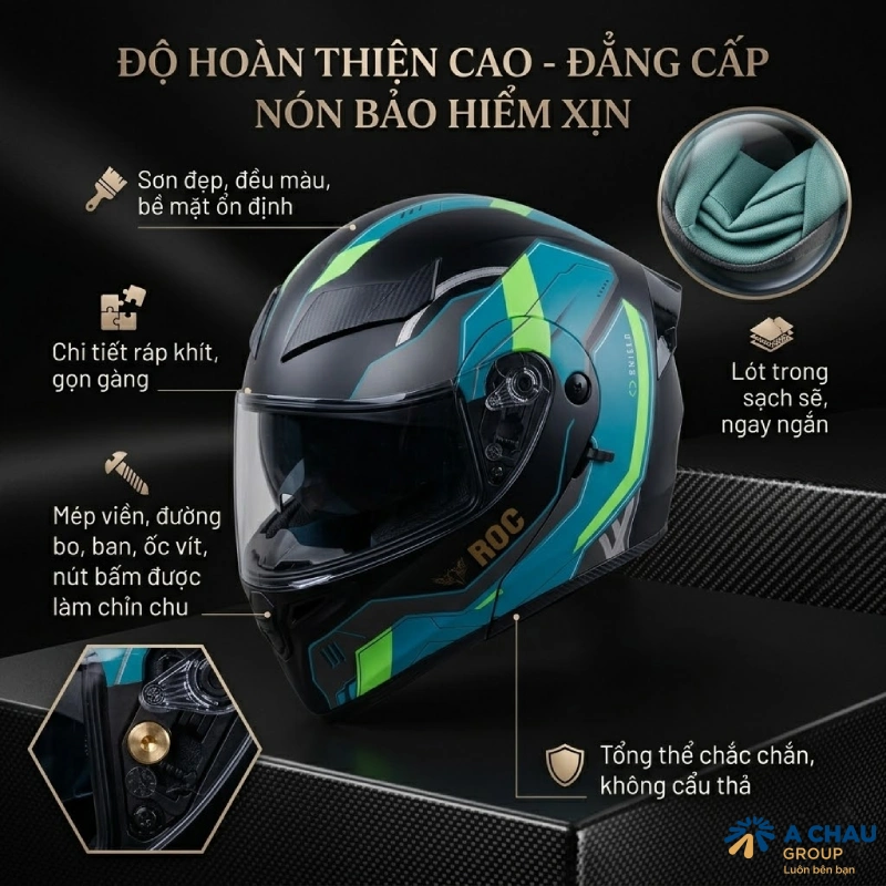 Một nón bảo hiểm xịn luôn có độ hoàn thiện cao