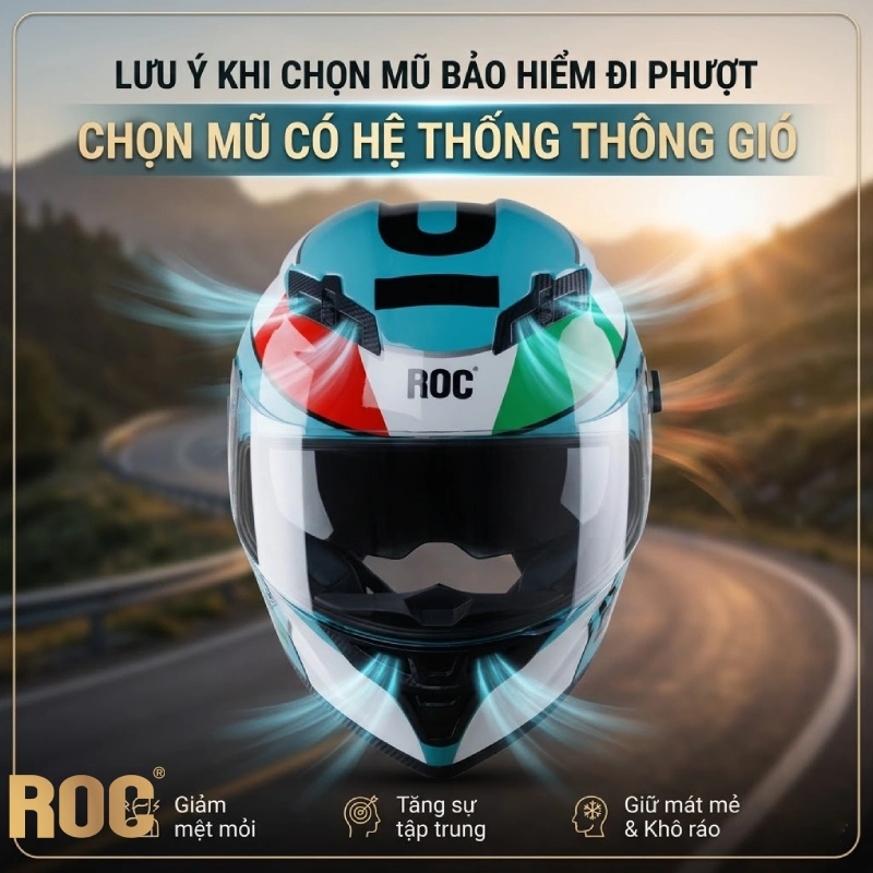 Chọn mũ có hệ thống thông gió