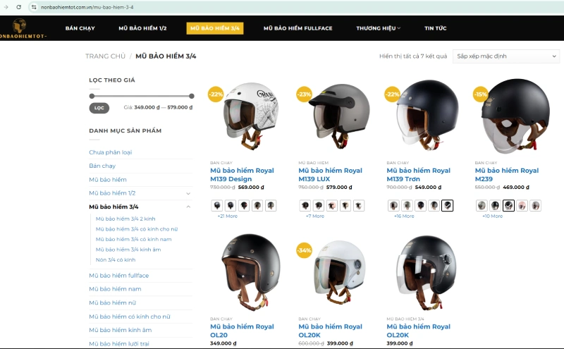 Mua nón bảo hiểm 3/4 tại cơ sở bán lẻ của tập đoàn quốc tế Á Châu