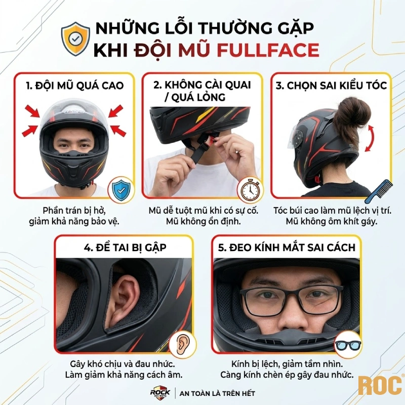 Những lỗi thường gặp khi đội mũ fullface