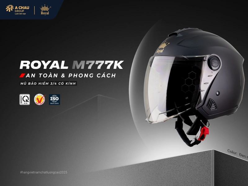 Nón bảo hiểm 3/4 Royal M777K