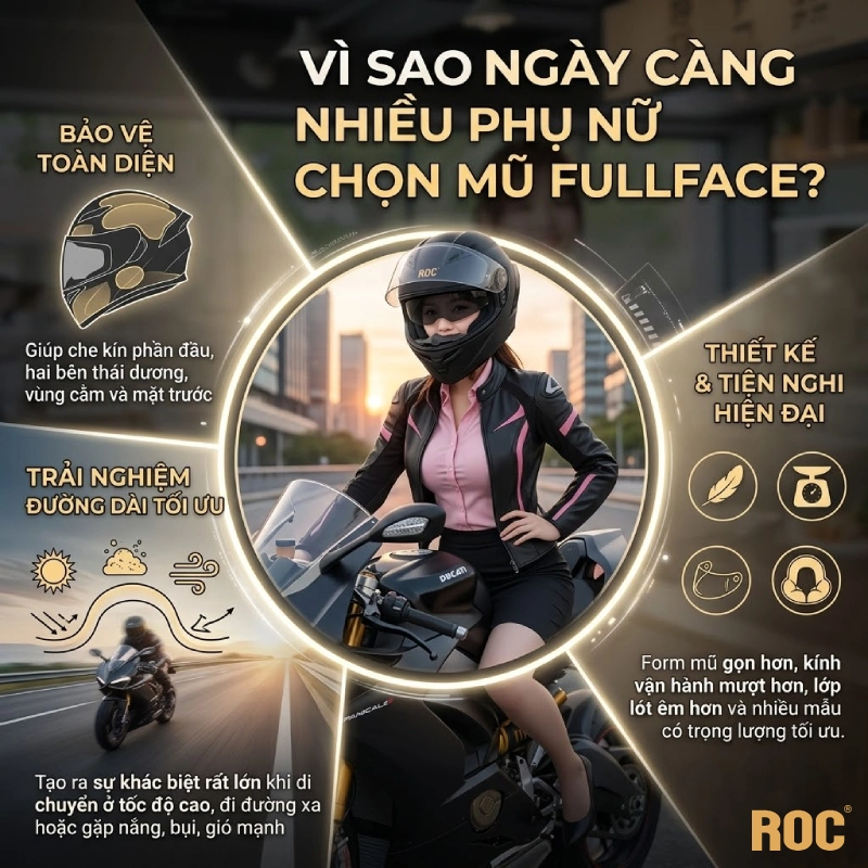 Những lý do ngày càng nhiều phụ nữ chọn mũ fullface?