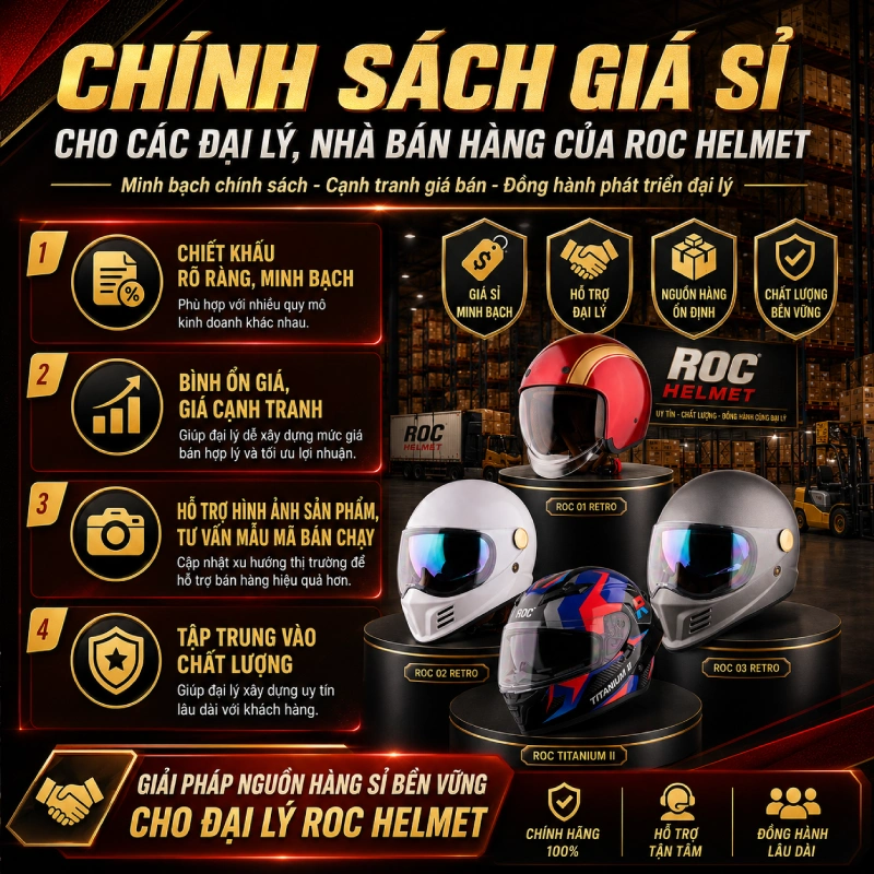 Chính sách giá sỉ cho các địa lý, nhà bán hàng khi nhập nón bảo hiểm giá sỉ tại ROC HELMET