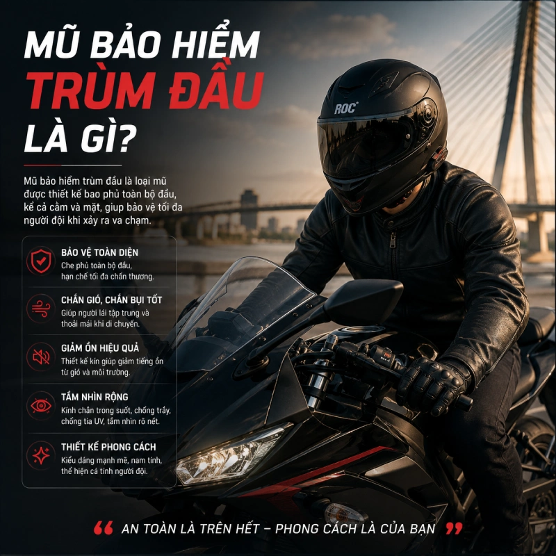 Mũ bảo hiểm trùm đầu là gì?