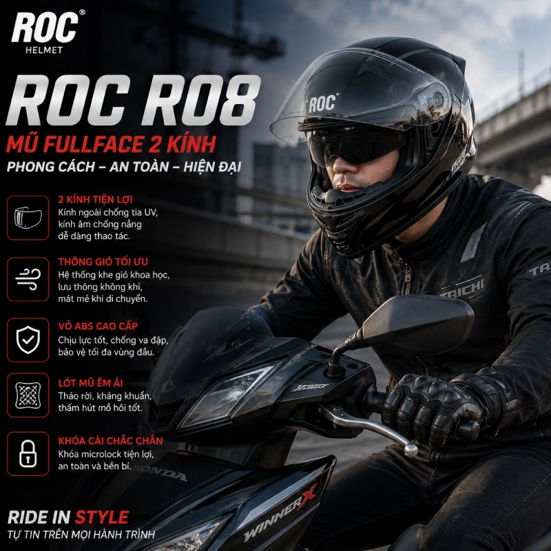 Nón bảo hiểm trùm đầu nam ROC R08