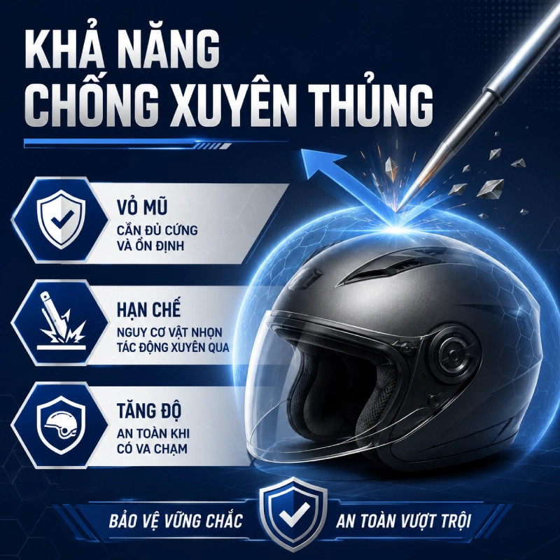 Nón bảo hiểm DOT là gì? Tiêu chuẩn ra sao 6 Khả năng chống xuyên thủng