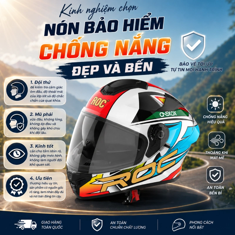 Mũ bảo hiểm chống nắng loại nào tốt? 13 Kinh nghiệm chọn nón bảo hiểm chống nắng đẹp và bền