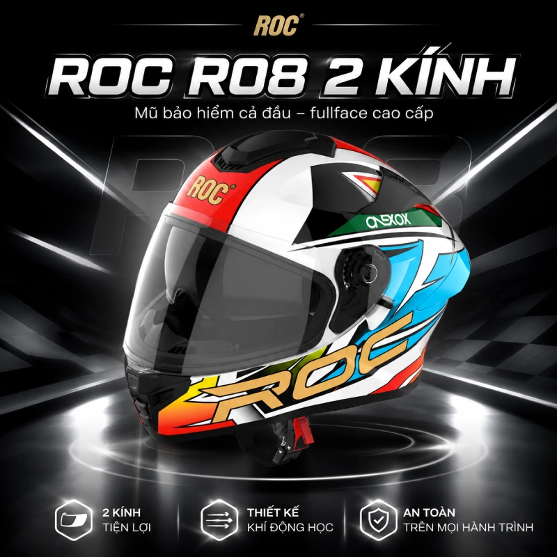 Nón bảo hiểm trùm kín đầu ROC R08
