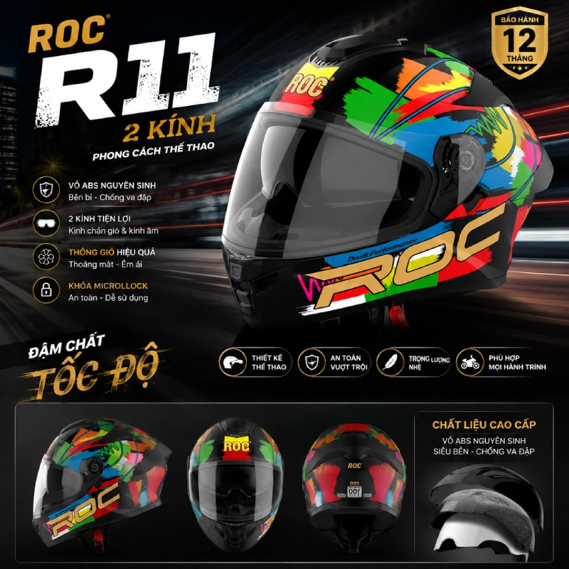 Mũ bảo hiểm chụp đầu ROC R11