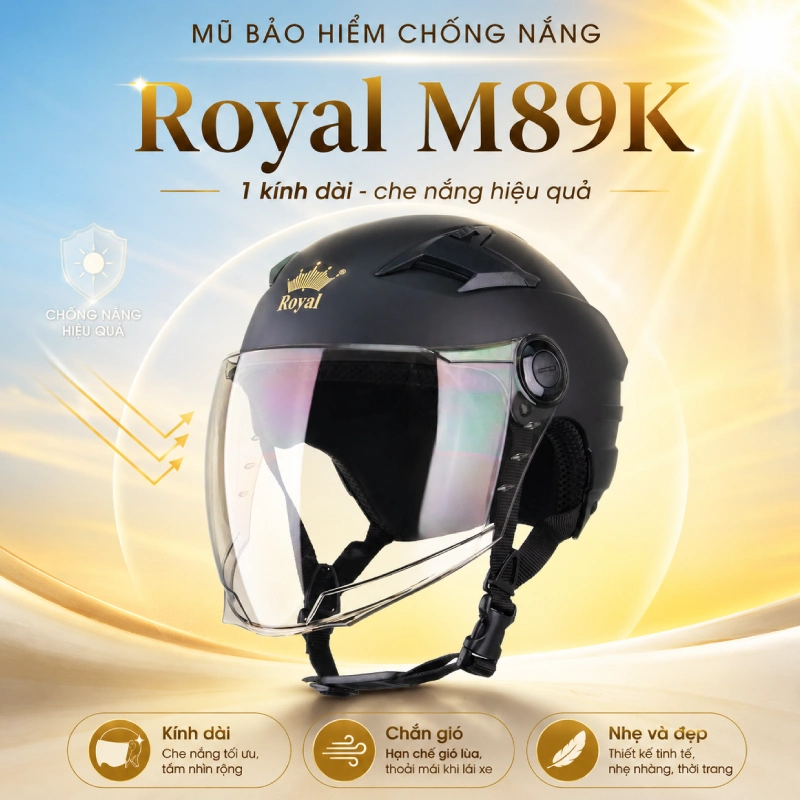 Mũ bảo hiểm chống nắng loại nào tốt? 11 Nón bảo hiểm chống nắng Royal M89K