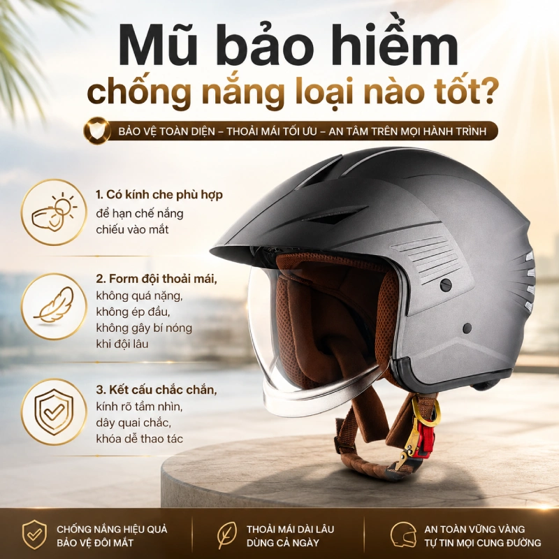 Mũ bảo hiểm chống nắng loại nào tốt? 2 Mũ bảo hiểm chống nắng tốt là gì