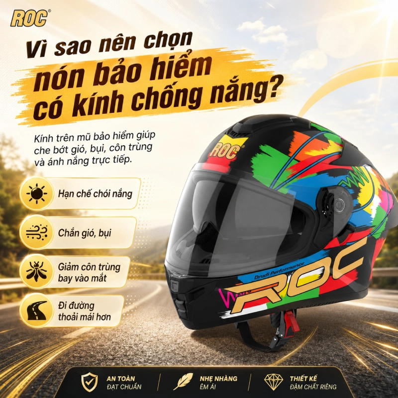 Mũ bảo hiểm chống nắng loại nào tốt? 3 Vì sao nên chọn nón bảo hiểm có kính chống nắng?