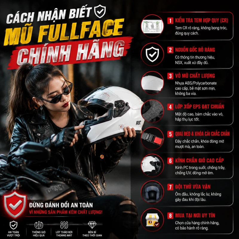 Chia sẻ cách nhận biết mũ fullface chính hãng