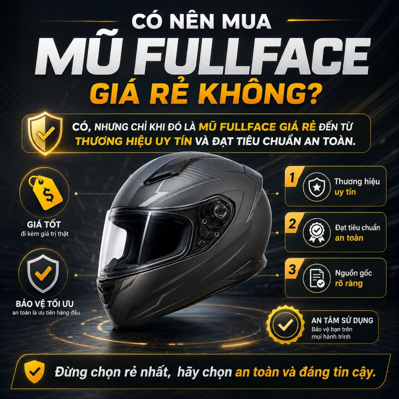 Giá mũ bảo hiểm fullface bao nhiêu? 9 Có nên mua mũ fullface giá rẻ không?
