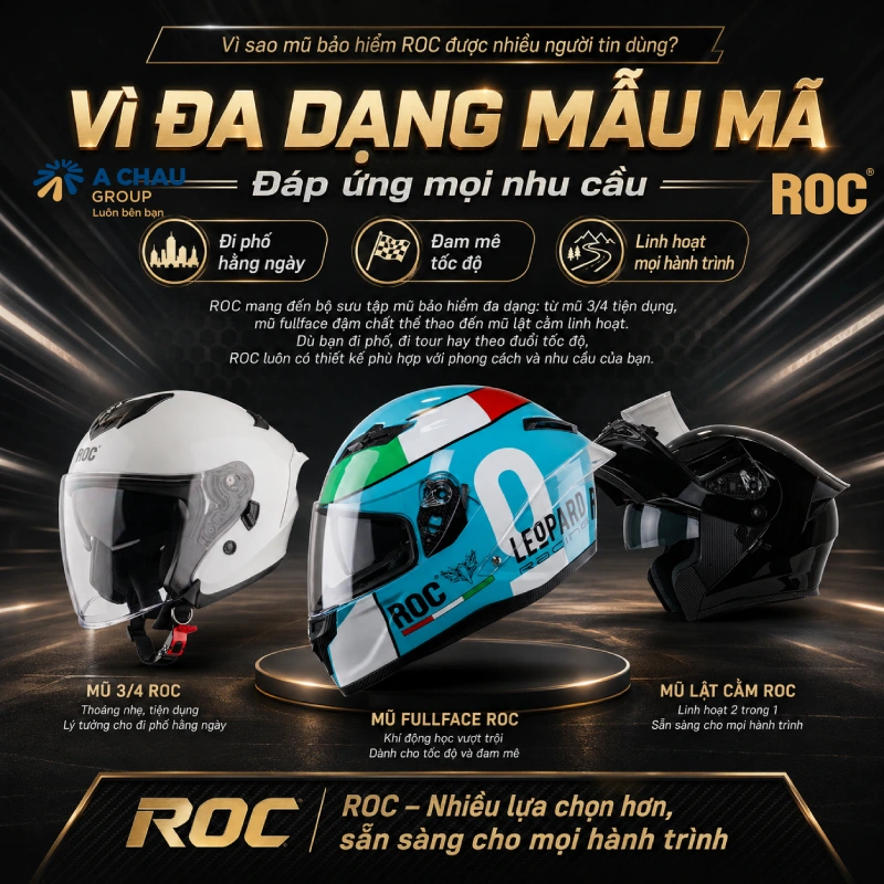 Vì sao mũ bảo hiểm ROC được nhiều người tin dùng? 6 Mũ bảo hiểm ROC được nhiều người tin dùng vì đa dang mẫu mã