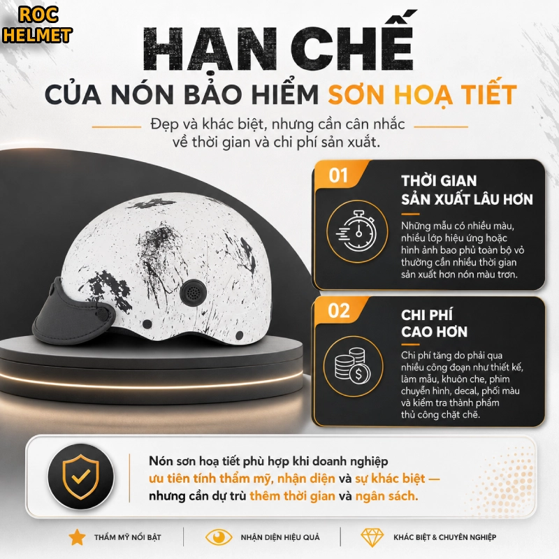 Hạn chế của nón bảo hiểm sơn hoạ tiết