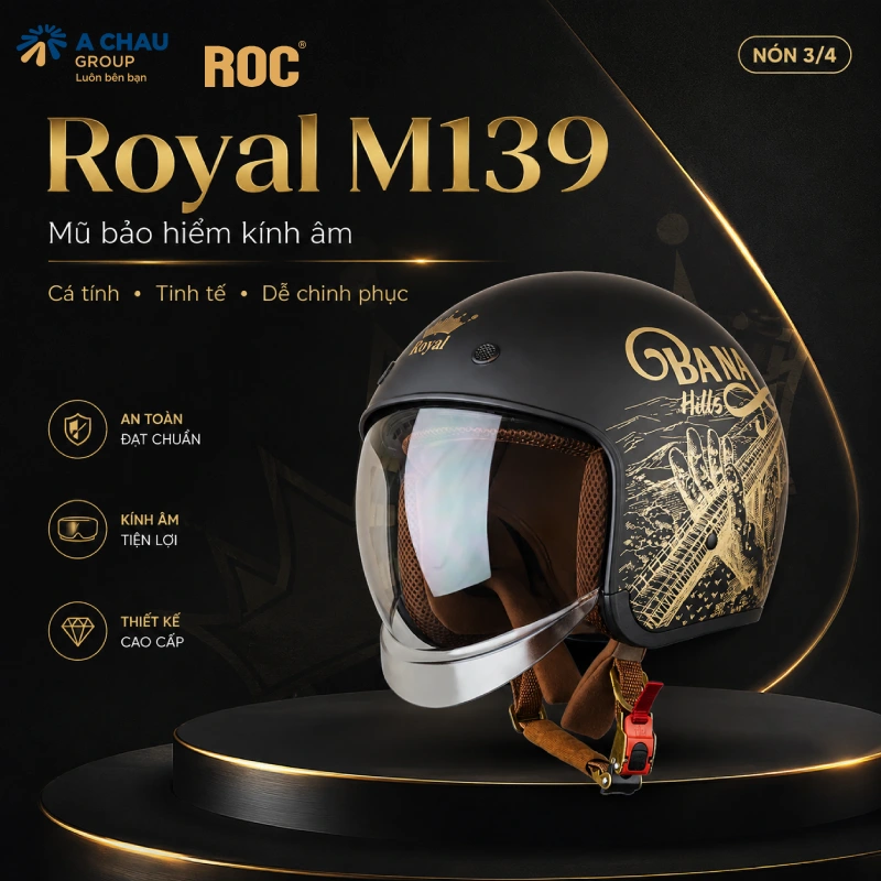 Top 10 mũ bảo hiểm Royal kính âm tốt nhất hiện nay 8 Mũ bảo hiểm Royal kính âm M139