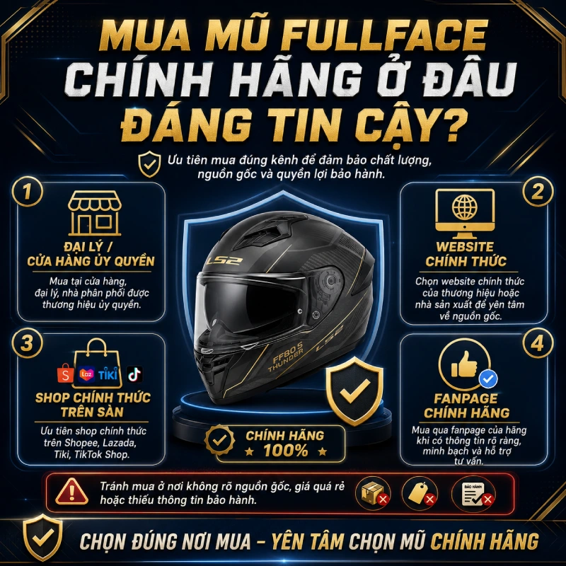 Chia sẻ cách nhận biết mũ fullface chính hãng 9 Mua mũ fullface chính hãng ở đâu đáng tin cậy?