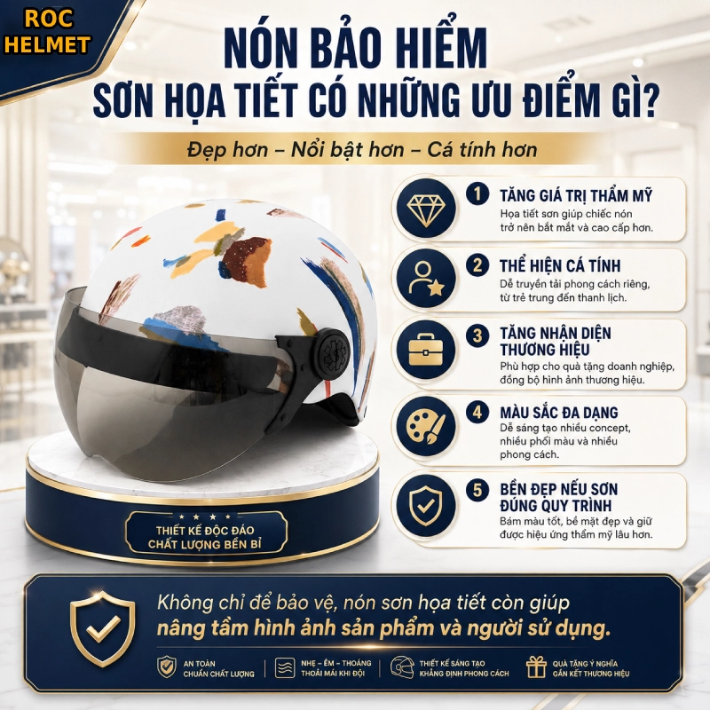 Nón bảo hiểm sơn hoạ tiết có những ưu điểm gì?