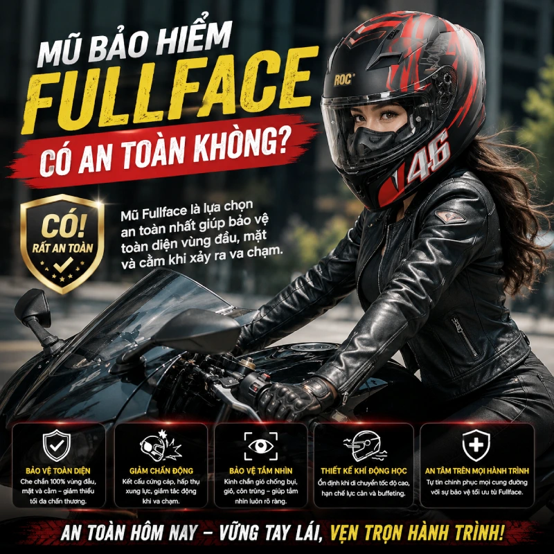 Giải đáp: Nón bảo hiểm fullface có an toàn không?