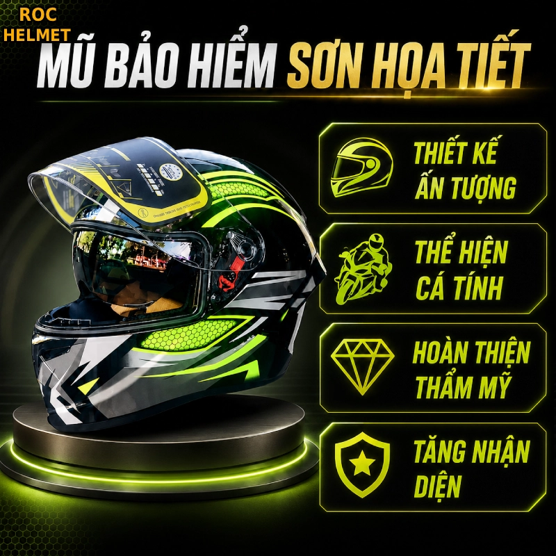 Nón bảo hiểm sơn họa tiết