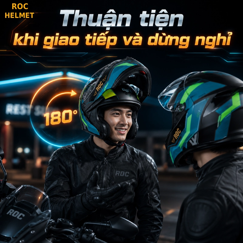 Nón bảo hiểm lật hàm 180 độ: Khám phá những điểm đặc biệt 8 Thuận tiện khi giao tiếp và dừng nghỉ