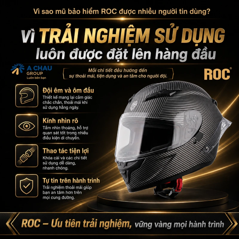 Vì sao mũ bảo hiểm ROC được nhiều người tin dùng? 7 Mũ bảo hiểm ROC được nhiều người tin dùng vì trải nghiệm sử dụng luôn được đặt lên hàng đầu