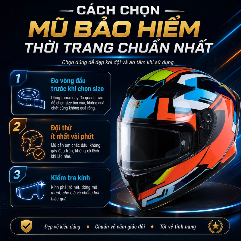 Top 5 mũ bảo hiểm thời trang 1/2, 3/4 và fullface nổi bật 8 Cách chọn mũ bảo hiểm thời trang chuẩn nhất
