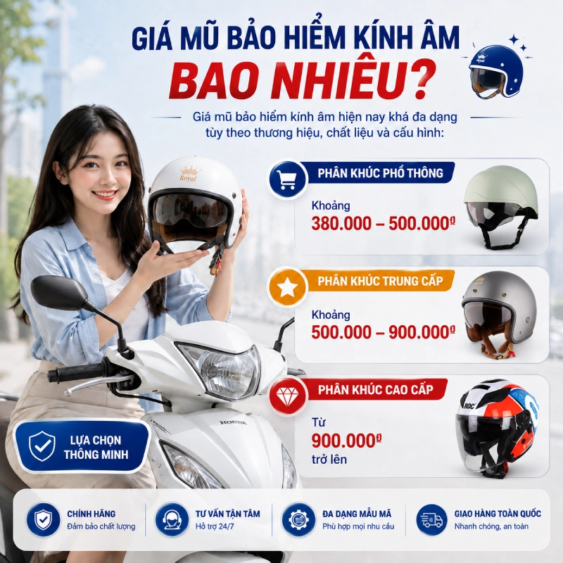Top 8 mũ bảo hiểm kính âm ưa chuộng nhất 12 Giá mũ bảo hiểm kính âm bao nhiêu?
