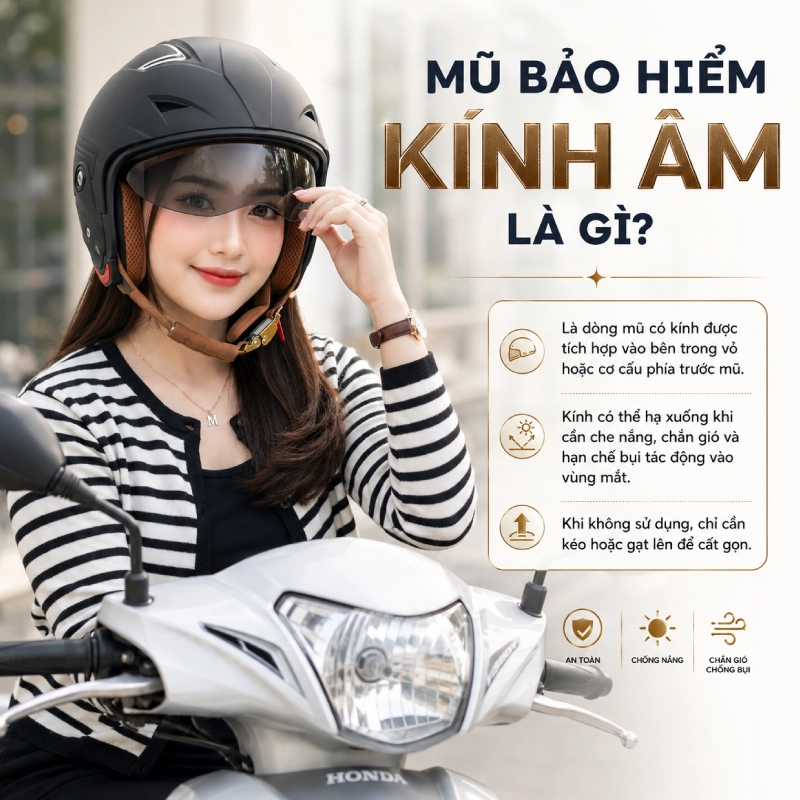 Top 8 mũ bảo hiểm kính âm ưa chuộng nhất 2 Mũ bảo hiểm kính âm là gì?