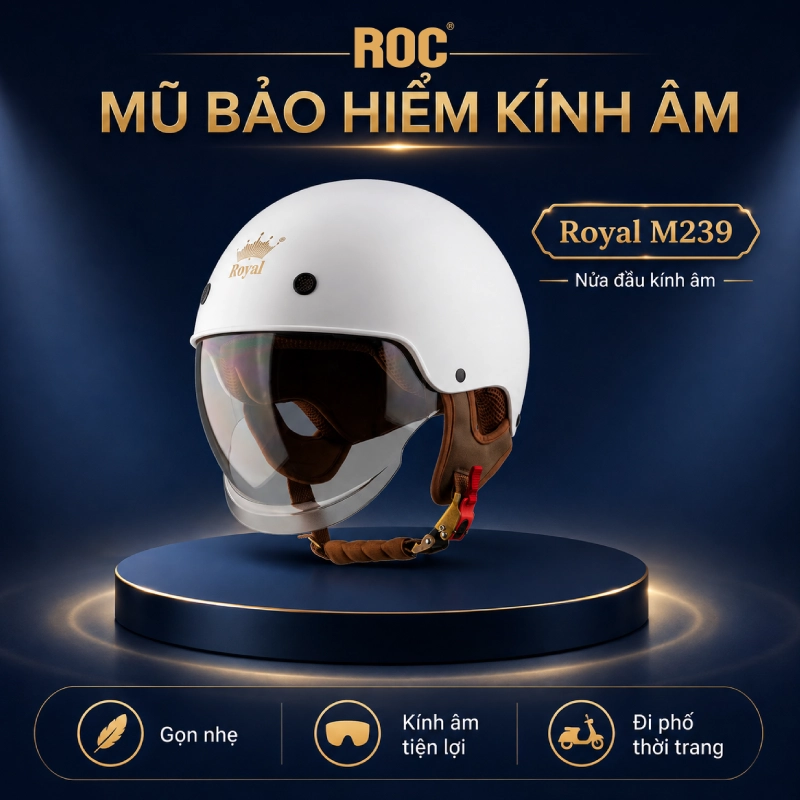 Top 8 mũ bảo hiểm kính âm ưa chuộng nhất 4 Royal M239 – Mũ bảo hiểm 1/2 kính âm bán chạy nhất