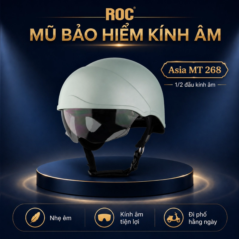Top 8 mũ bảo hiểm kính âm ưa chuộng nhất 6 Mũ bảo hiểm kính âm Asia MT268