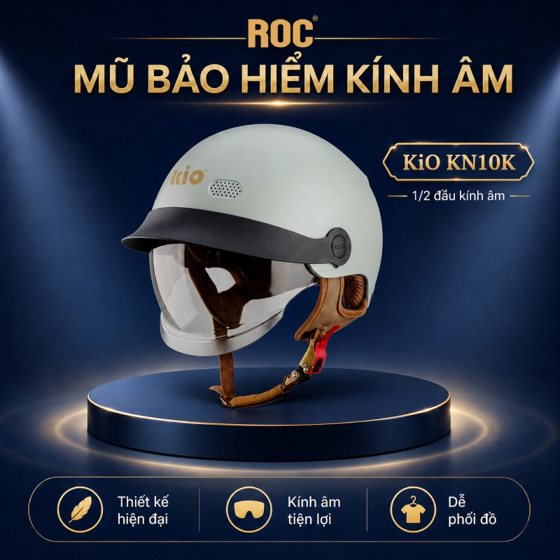 Top 8 mũ bảo hiểm kính âm ưa chuộng nhất 7 Nón bảo hiểm kính âm KiO KN10K