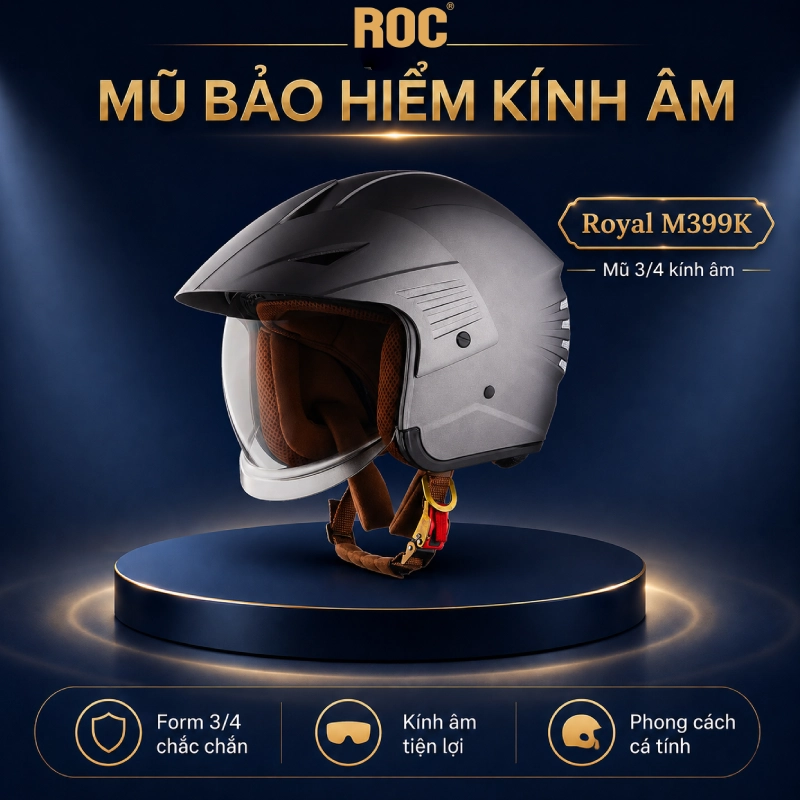 Top 8 mũ bảo hiểm kính âm ưa chuộng nhất 8 Nón bảo hiểm kính âm Royal M399K