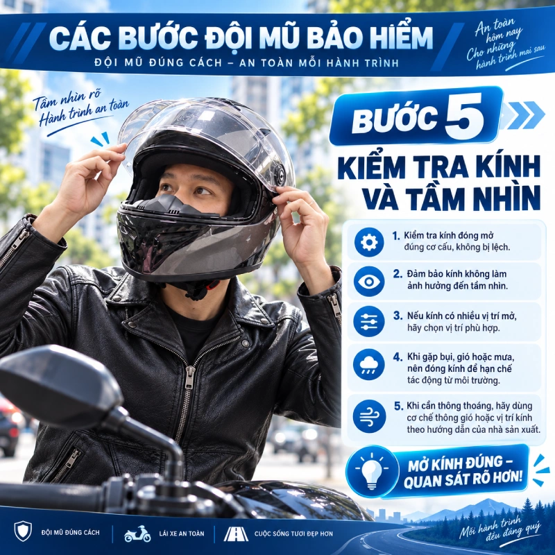 Bước 5: Kiểm tra kính và tầm nhìn