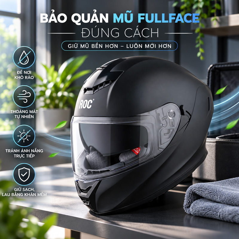13 cách bảo quản mũ fullface bền hơn, luôn mới