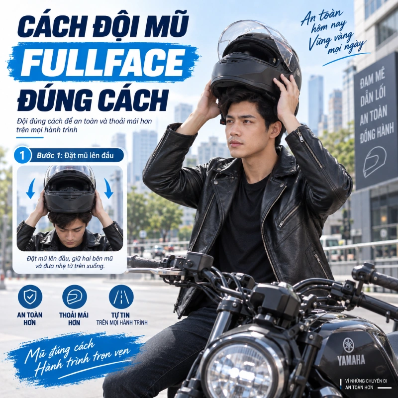 Hướng dẫn cách đội mũ fullface chuẩn nhất