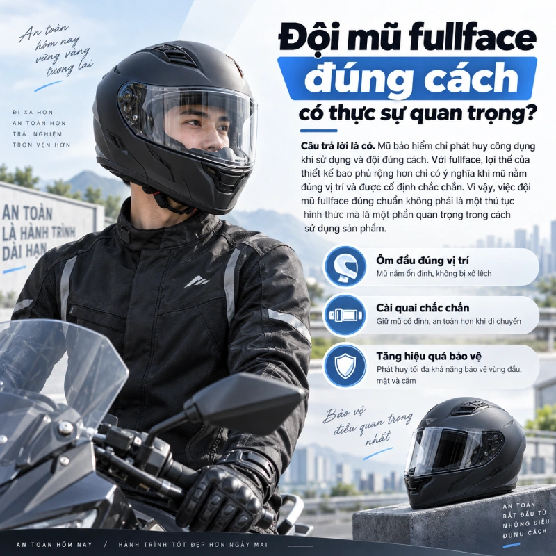 Đội mũ fullface đúng cách rất quan trọng