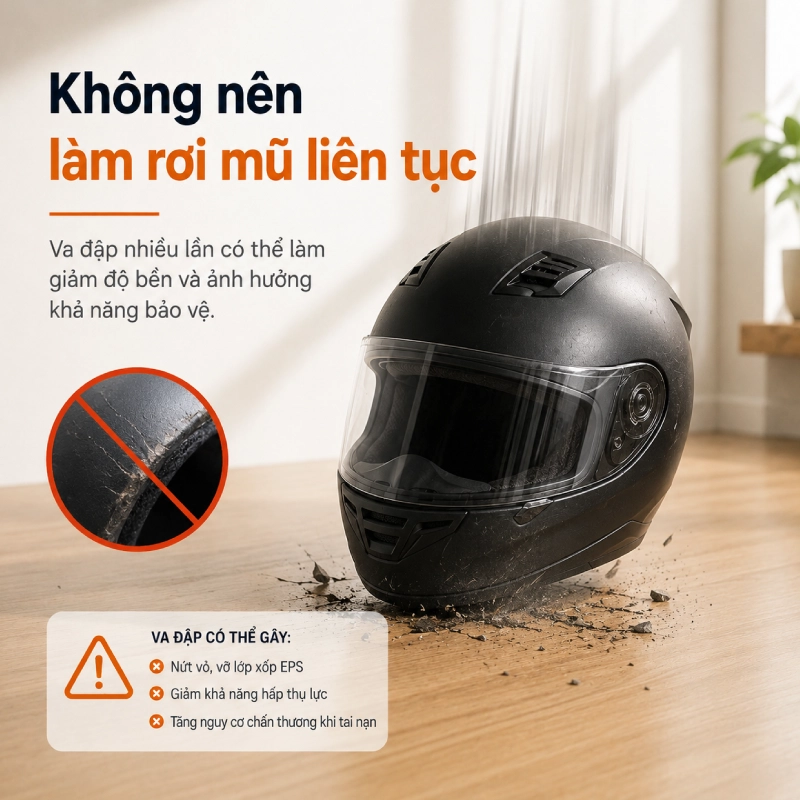 Không nên làm rơi mũ liên tục