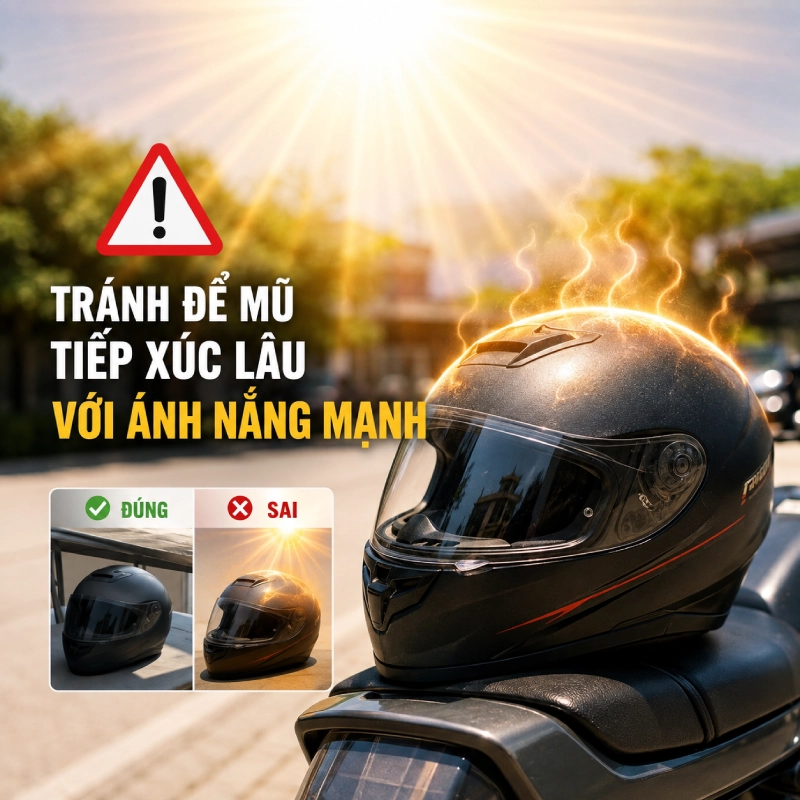 Tránh để mũ tiếp xúc lâu với ánh nắng mạnh