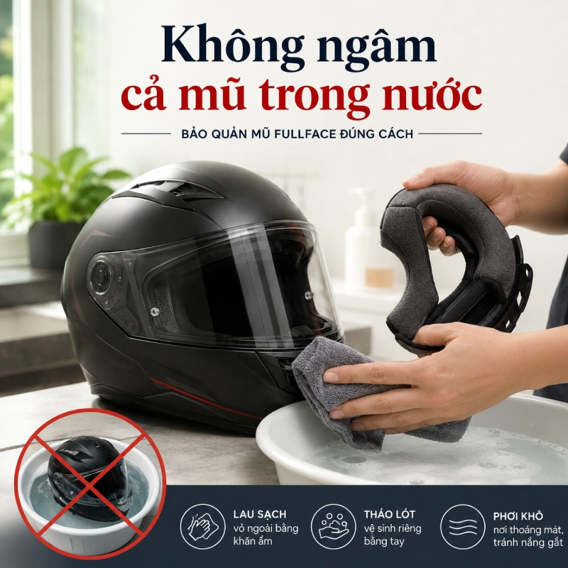 Không giặt cả chiếc mũ bằng cách ngâm nước
