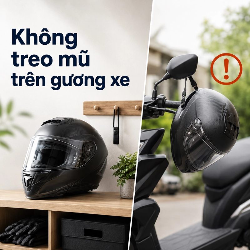 Không treo mũ lâu ngày bằng quai đeo