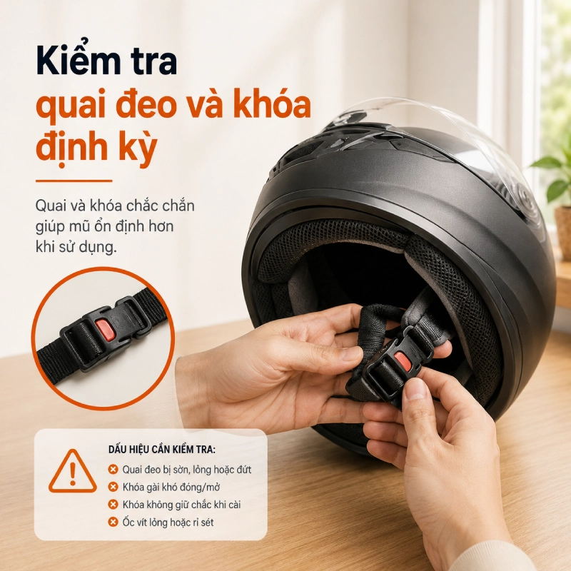Kiểm tra quai đeo và khóa định kỳ