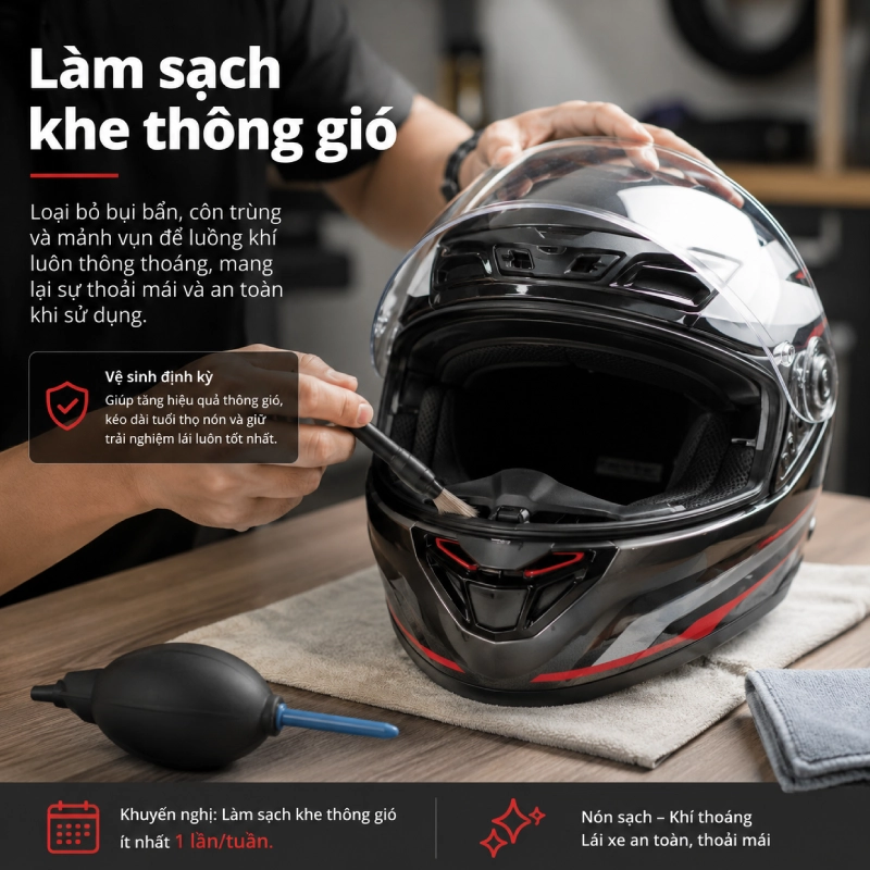 Làm sạch khe thông gió thường xuyên