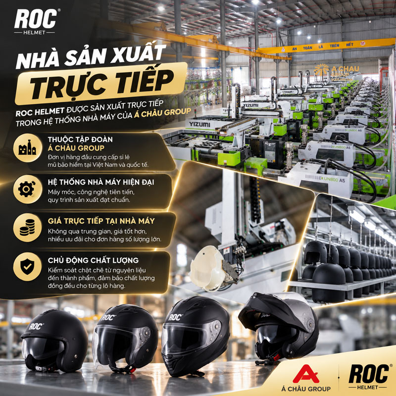 Nguồn hàng mũ bảo hiểm ở đâu có giá tốt? 3 ROC HELMET nguồn hành mũ bảo hiểm tốt cho doanh nghiệp, đại lý có nhà sản xuất trực tiếp