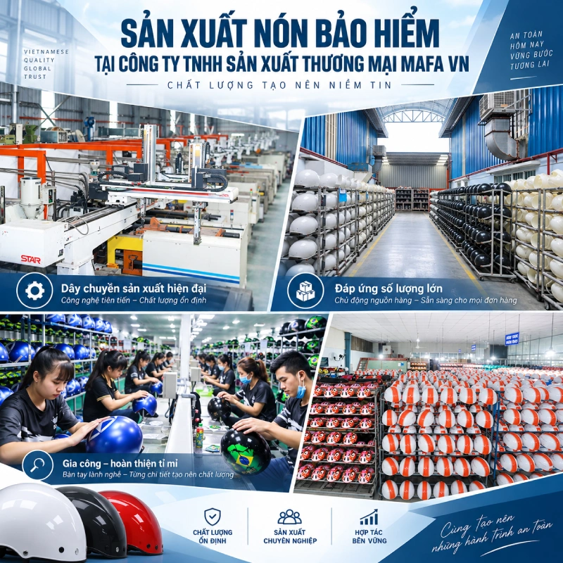 2 công ty sản xuất nón bảo hiểm uy tín hàng đầu Việt Nam 4 Công ty sản xuất nón bảo hiểm Mafa VN